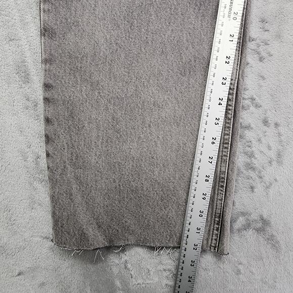NEW Pull & Bear Jeans Womens 10 Gray High Rise Straight Leg Raw Hem Stretch - Picture 14 of 16